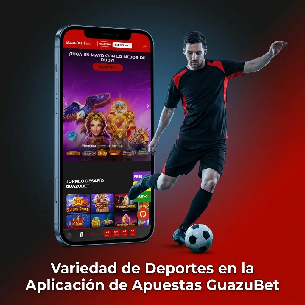 Variedad de deportes y eSports disponibles en la app de apuestas GuazuBet, con mercados en vivo y cuotas competitivas.